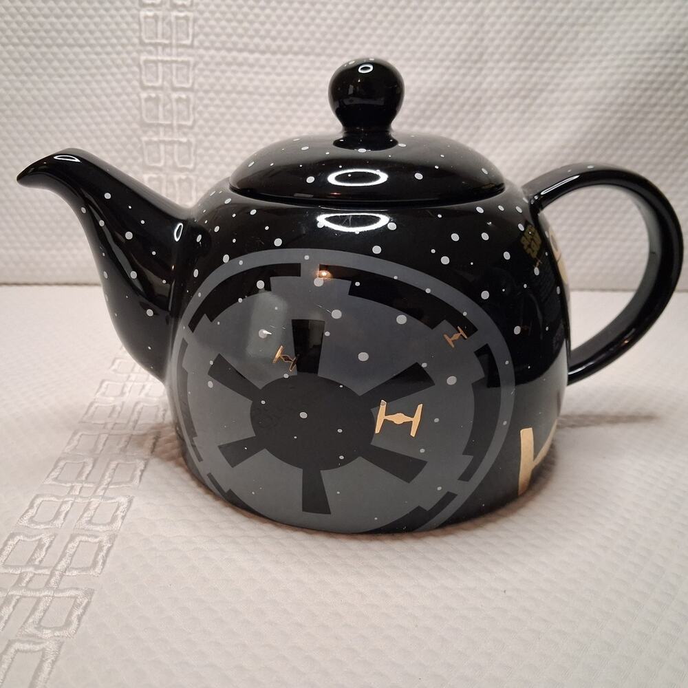 Star Wars Tea Pot Black Galactic Republic's Crest & Tie Fighters Lucasfilm New